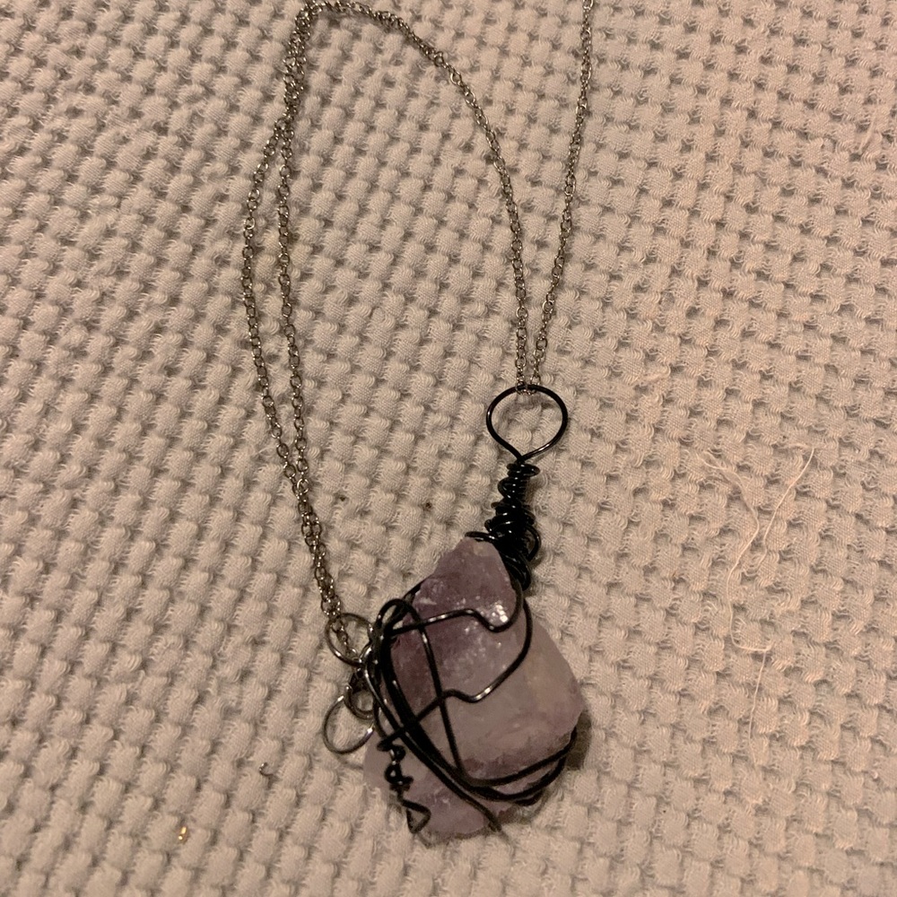 Wire wrapped amethyst necklace handmade new